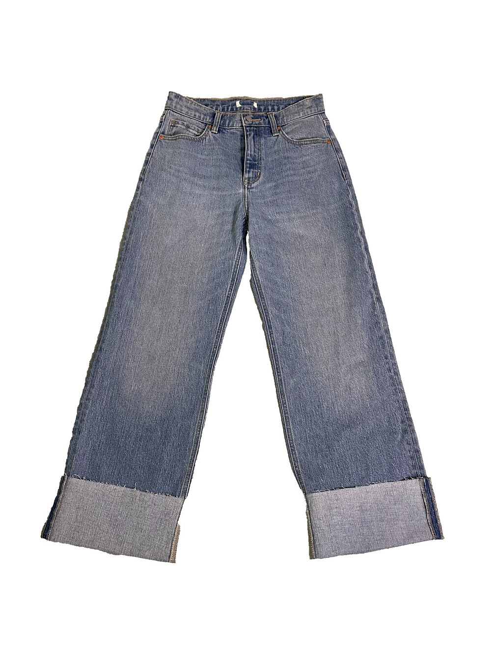 NWOT Encore Ankle Jeans Womens 7 Straight Leg Cropped Foldover Hem Mid Rise
